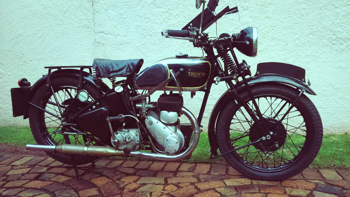 Crankhandle Club’s Kalk Bay Veteran Run riding a 1917 Triumph Model 